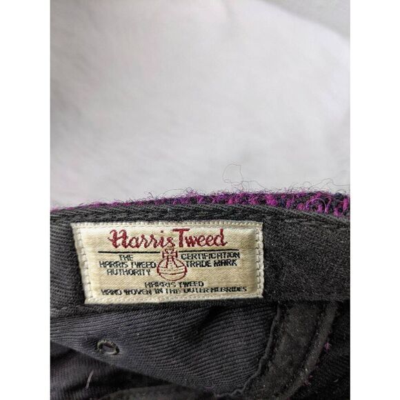 Supreme Harris Tweed 5 Panel Hat Purple Black Black Men's Logo Cap Vintage Made - Picture 5 of 7